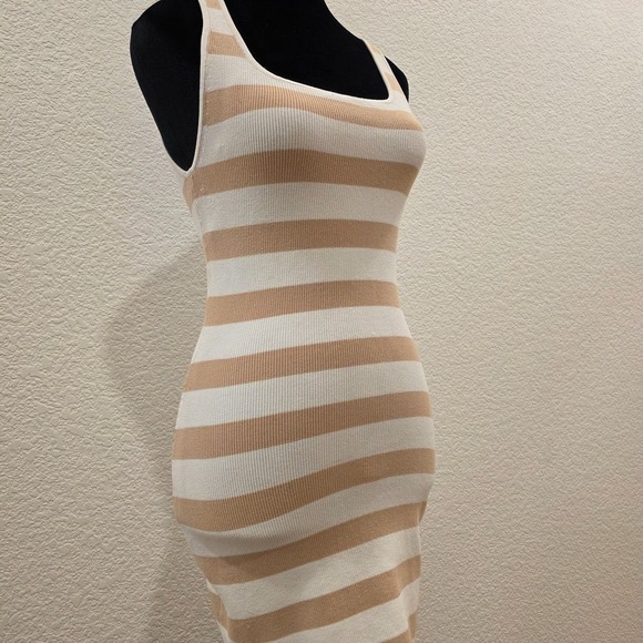 Babaton Women Mini Bodycon Tank Dress Size S Striped Square Neck Sleeveless - Picture 3 of 13